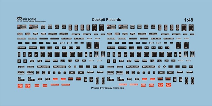 Airscale Cockpit Placards & Data-plates AS48PLA
