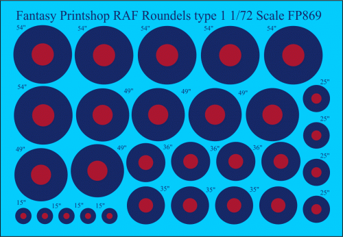 FP869 RAF Roundels type 1 72 scale printed by fantasy printshop