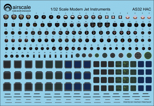 Airscale 32 scale Modern Cockpit Instruments AS32 HAC Decals printed by fantasy printshop