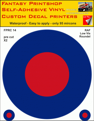 FPRC014 RAF Type D Low Vis roundels ww11 vinyl stickers decals