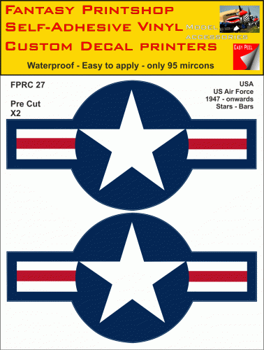 FPRC027 USA Stars bars Viynl stickers decals 1947 on wards mixed