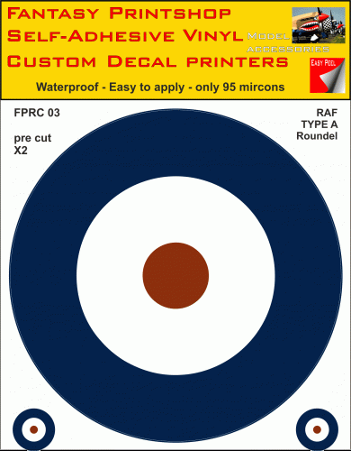 FPRC03 RAF Type A roundels Vinyl Stickers WW11
