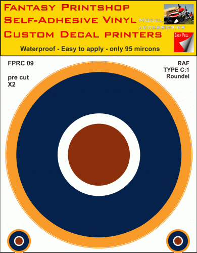 FPRC09 RAF Type C1 roundels ww11 vinyl stickers decals