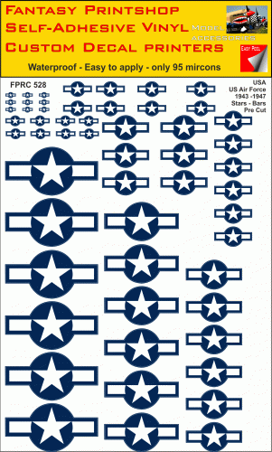 FPRC528 US Air Force stars and bars 1943 1947 vinyl stickers decals