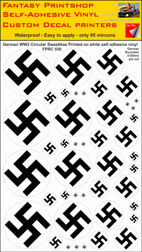 FPRC550 German swastika white roundels vinyl stickers decals