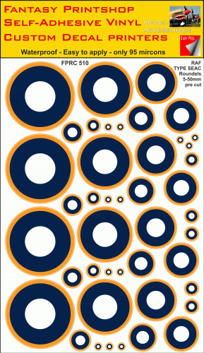 RAF Type SEAC Vinyl stickers decals roundels mixed sizes FPRC5010
