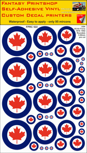FPRC522 RCAF Canadian Air Force Vinyl Stickers decals roundels