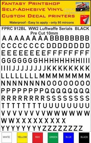 FPRC 912BL BLACK German Luftwaffe serials 10mm