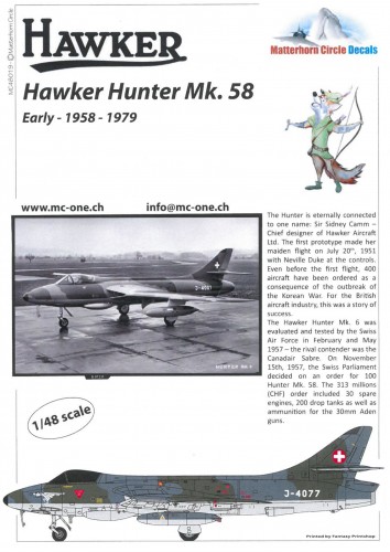 Matterhorn Circle MC48019 Hawker Hunter Mk.58 early