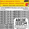 US 45 DEG ID pre cut NUMBERS and LETTERS 16MM BLACK