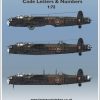 ED-72123 Avro Lancaster 48x24x6 Code Letters & Numbers decals
