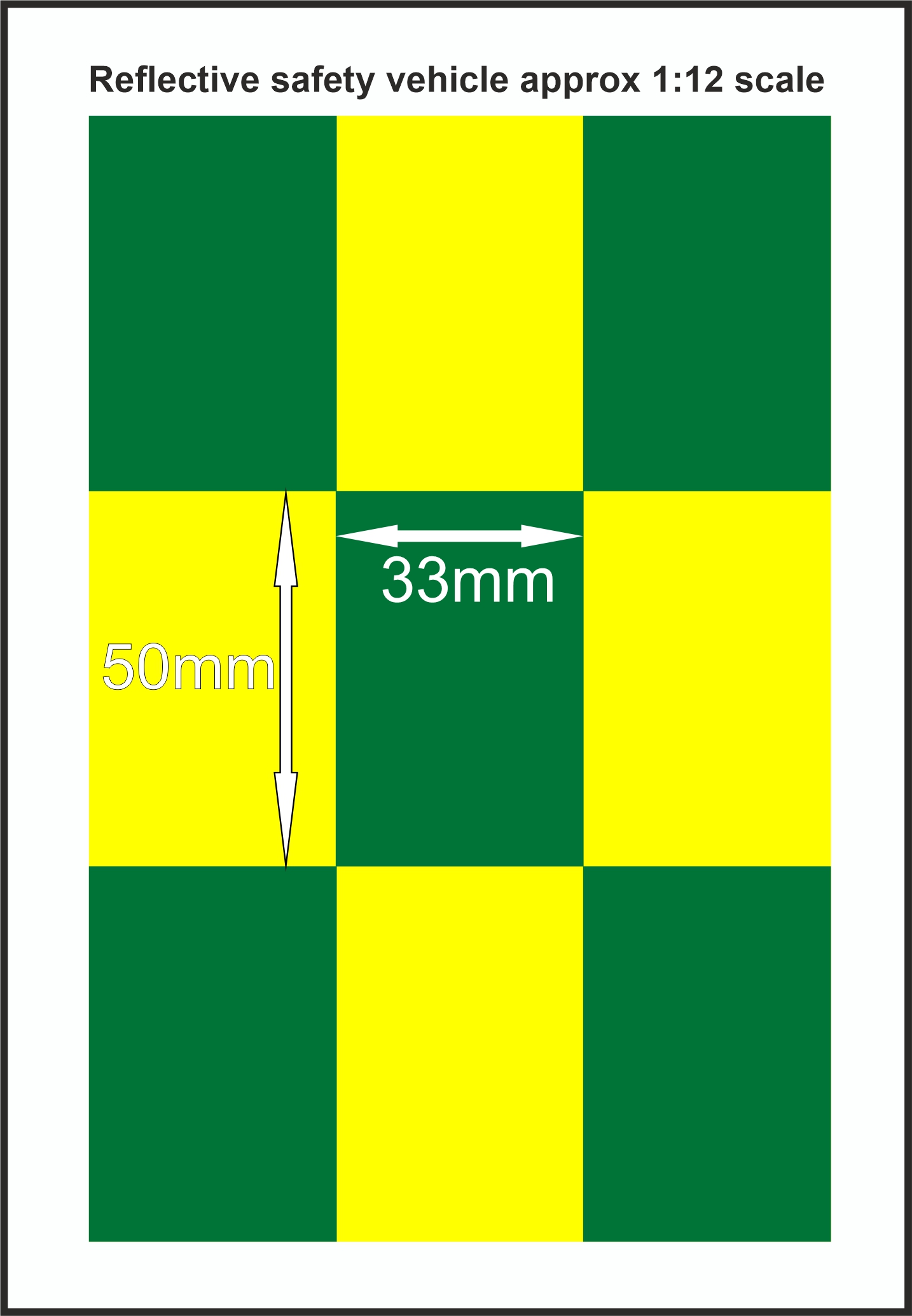 Battenburg YELLOW - GREEN 1-12 SCALE