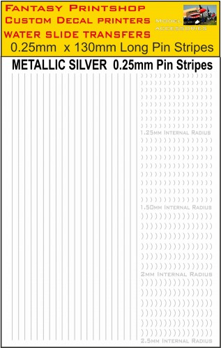 Fantasy Printshop metallic silver 0.25mm pin stripes FP525 decals transfers