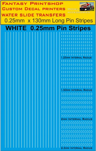 Fantasy Printshop white 0.25mm pin stripes FP525 decals transfers
