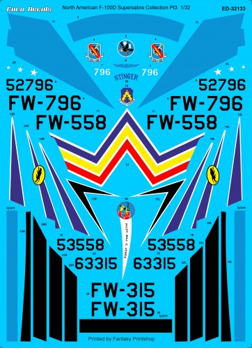 ED32-133 North American F-100D Supersabre Collection Pt3 decals