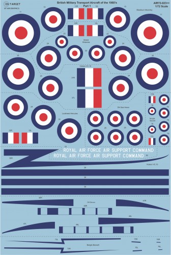 AIR-GRAPHICS AIR72-023 British Military Transport Aircraft of the 1960's Part 1 decals