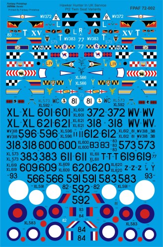 FPAF 48-002 Fantasy Printshop AIRFile Hawker Hunter twin seater decals 1/48 scale