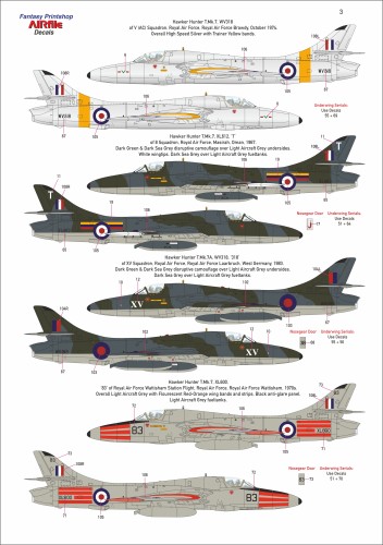 FPAF 48-002 Fantasy Printshop AIRFile Hawker Hunter twin seater decals 1/48 scale
