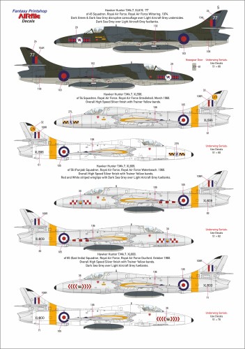 FPAF 48-002 Fantasy Printshop AIRFile Hawker Hunter twin seater decals 1/48 scale