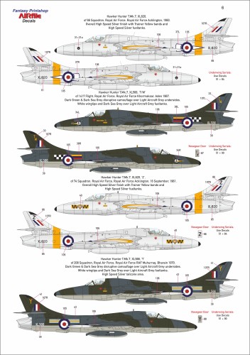 FPAF 48-002 Fantasy Printshop AIRFile Hawker Hunter twin seater decals 1/48 scale