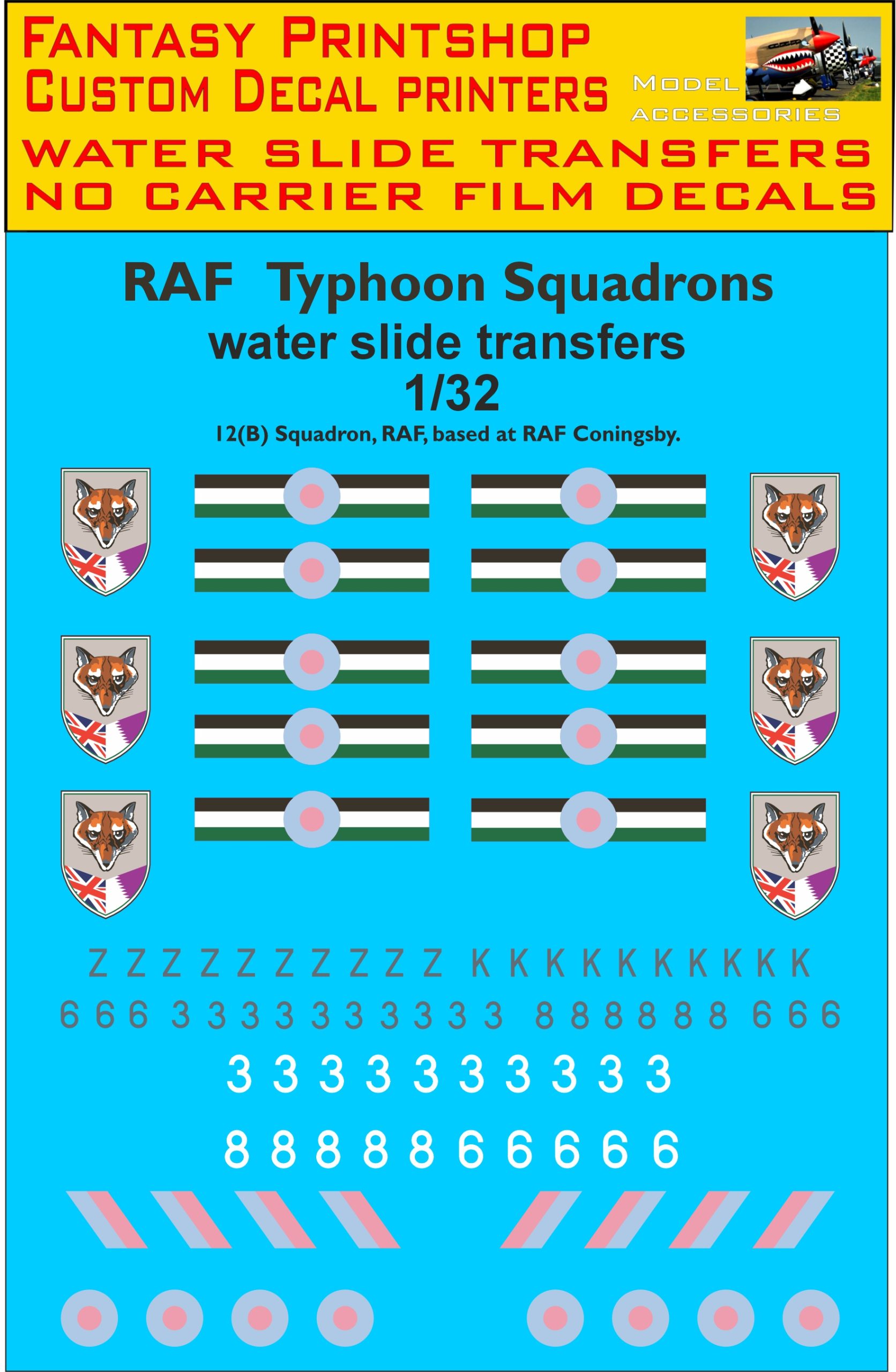 RAF Typhoon Squadrons 12 Squadrons 1-32 decals
