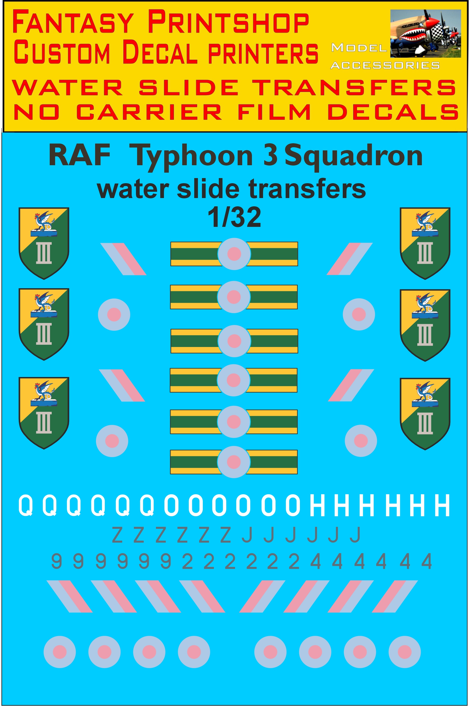 RAF Typhoon Squadrons 3 Squadrons 1-32 decals