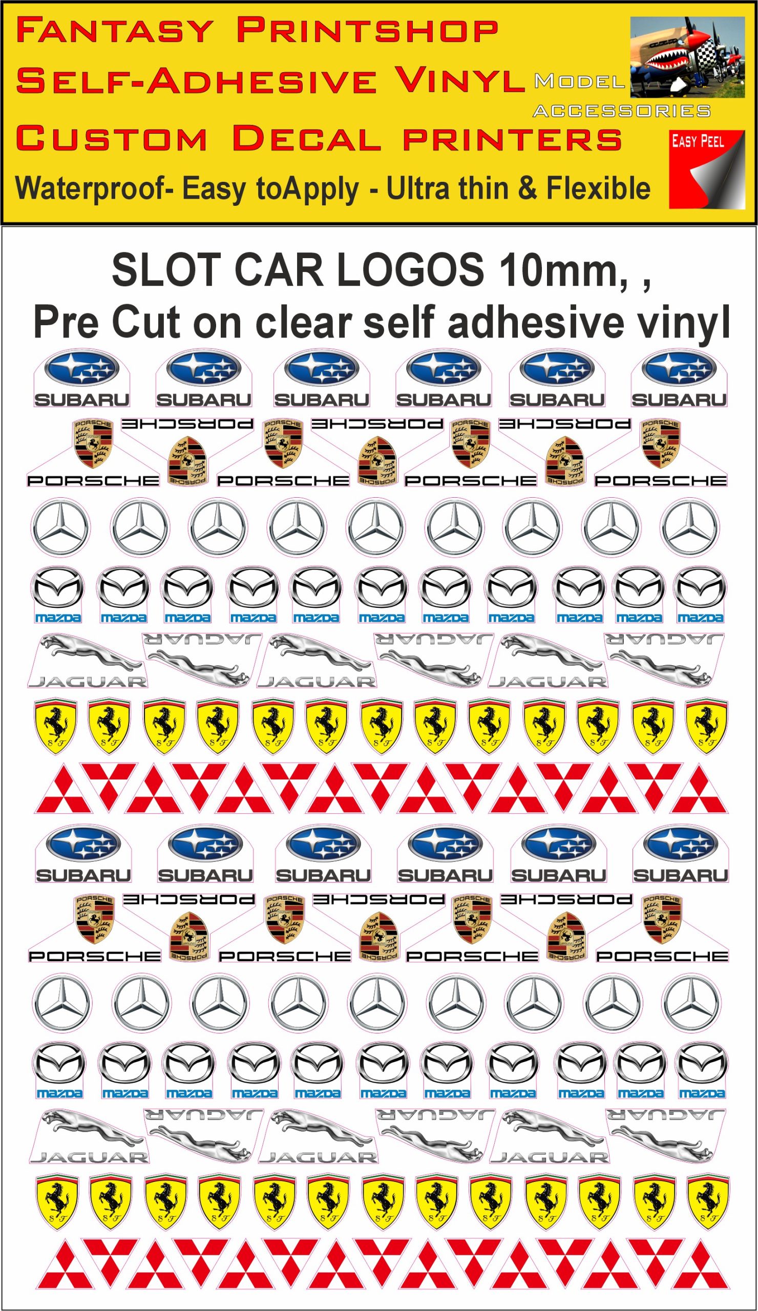 car logo,s subaru, porche, mazda, jaguar, ferrari stickers pre cut slotcar, scalextric car logo,s subaru, porche, mazda, jaguar, ferrari stickers pre cut slotcar, scalextric