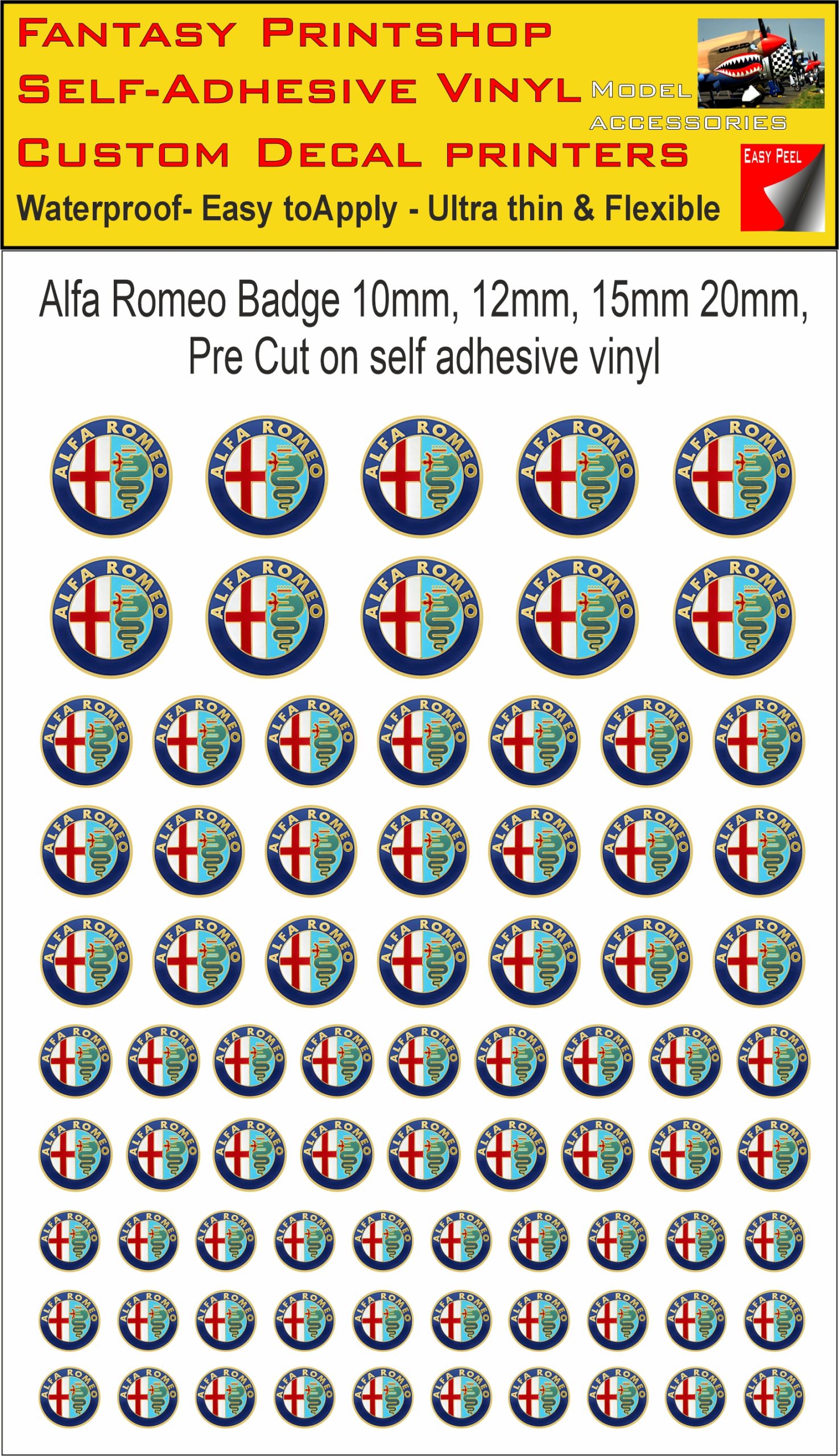 Alfa Romeo slot car SCALEXTRIC CAR LOGO'S VINYL STICKERS