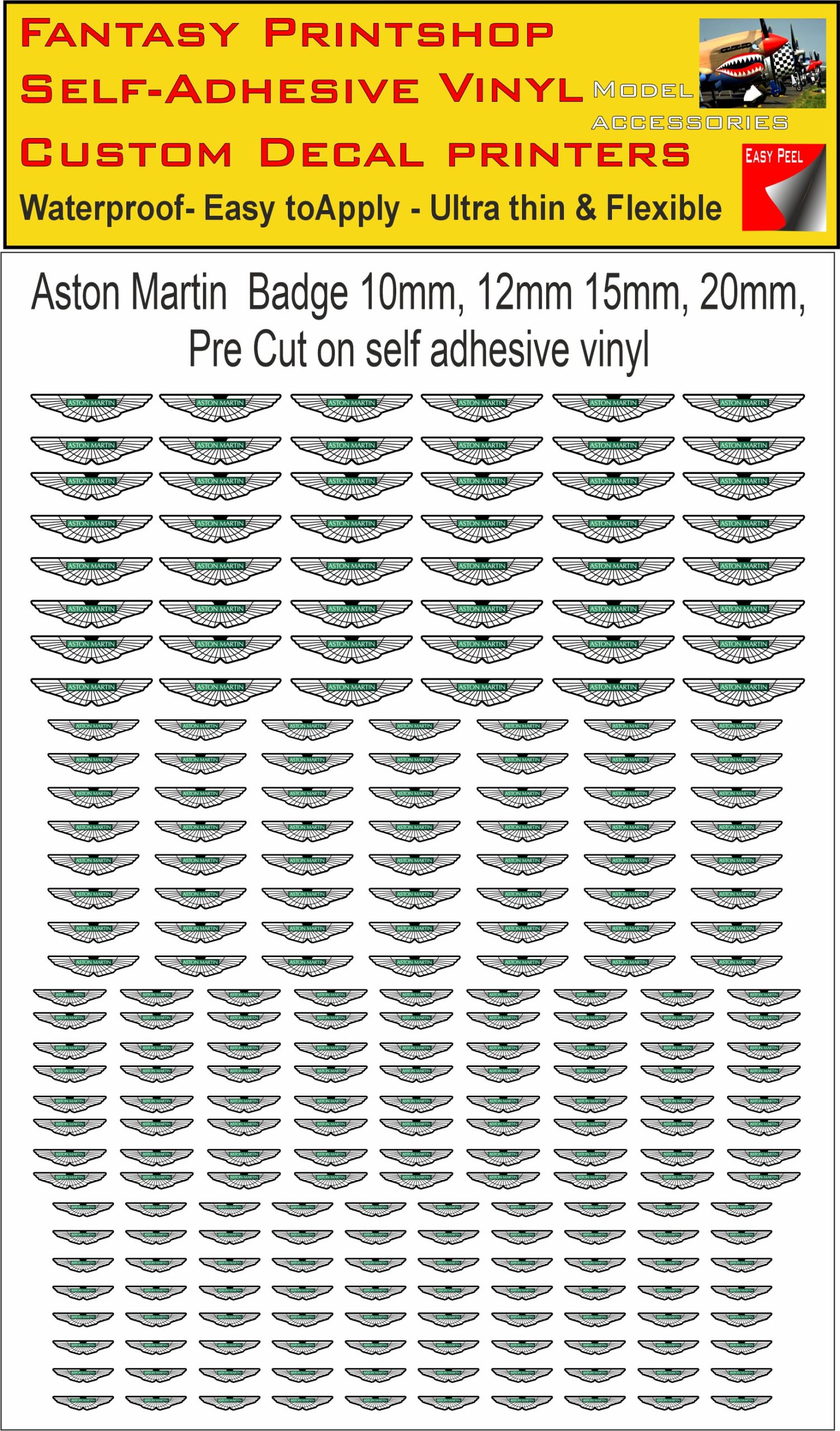 AUSTIN MARTIN slot car SCALEXTRIC CAR LOGO'S VINYL STICKERS