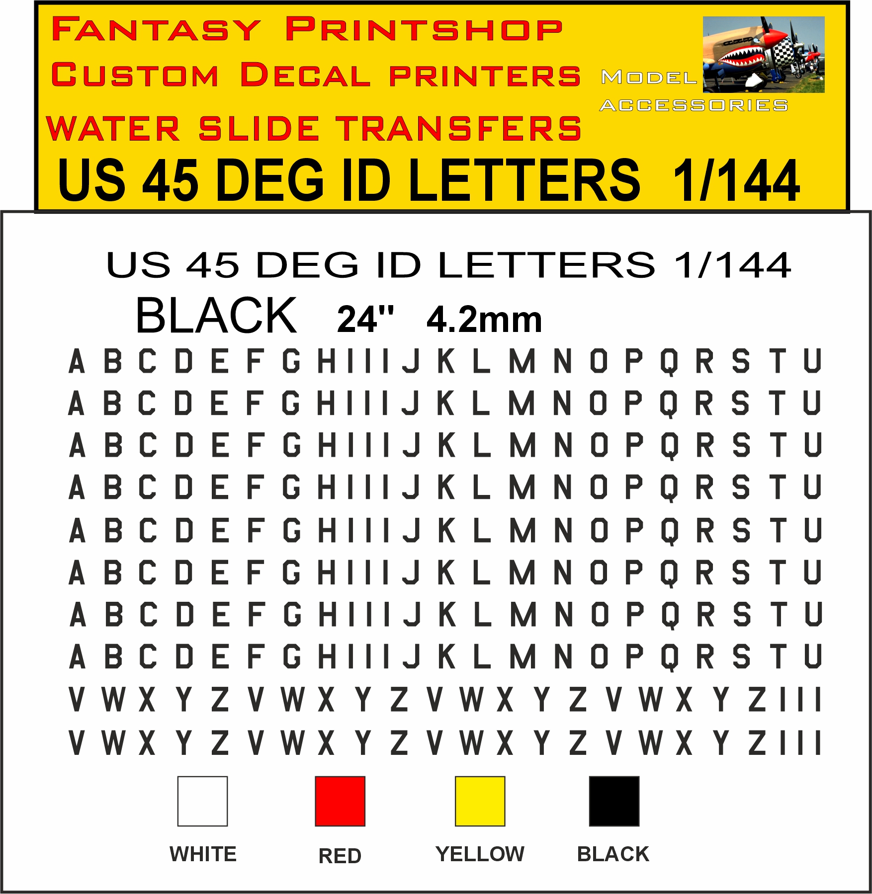 BLACK 24 INCH U.S 45 DEG LETTERS