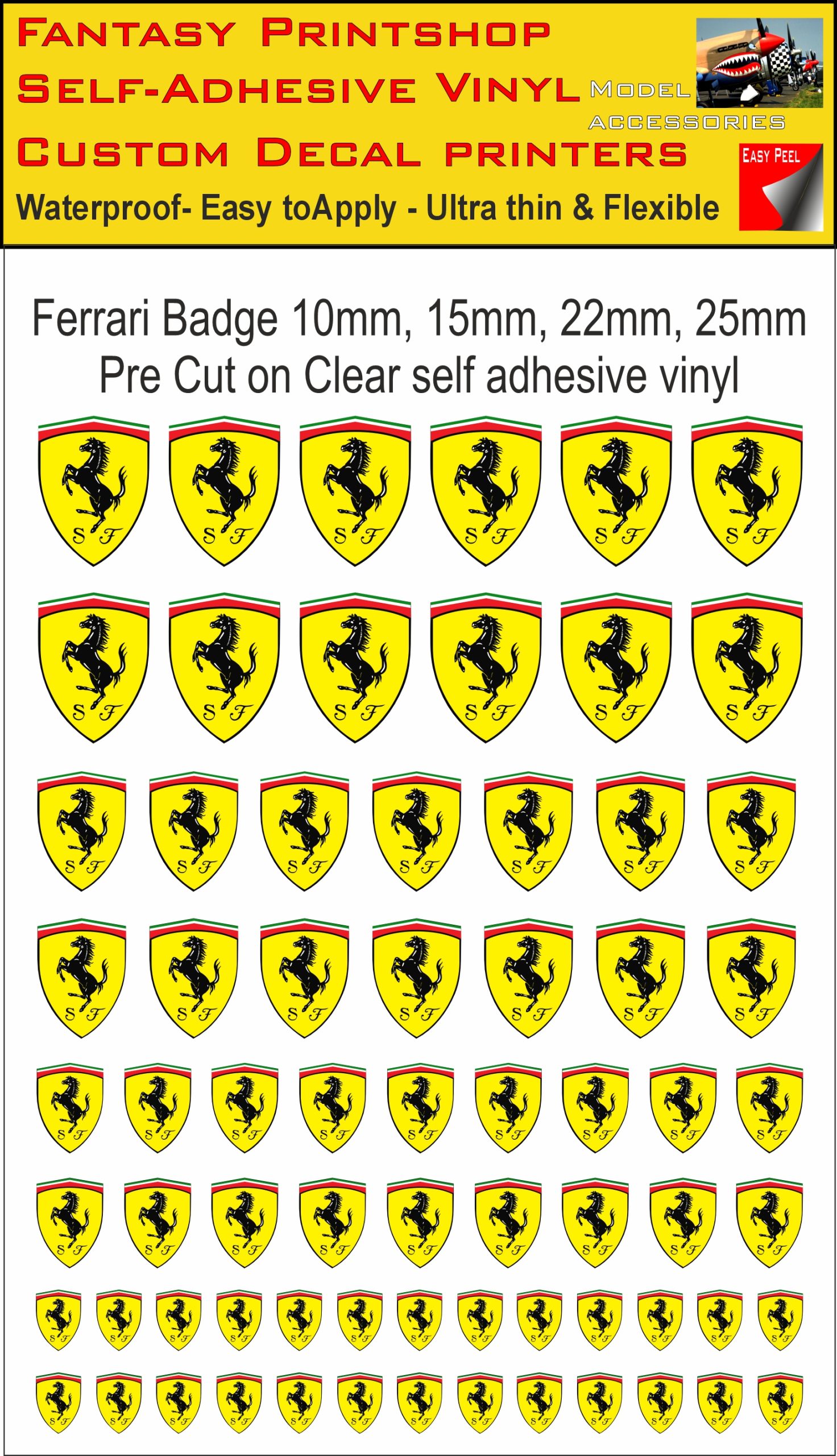 FERRARI slot car SCALEXTRIC CAR LOGO'S VINYL STICKERS