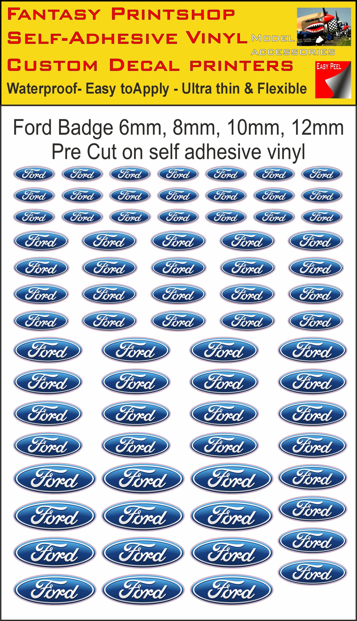 FORD slot car SCALEXTRIC CAR LOGO'S VINYL STICKERS