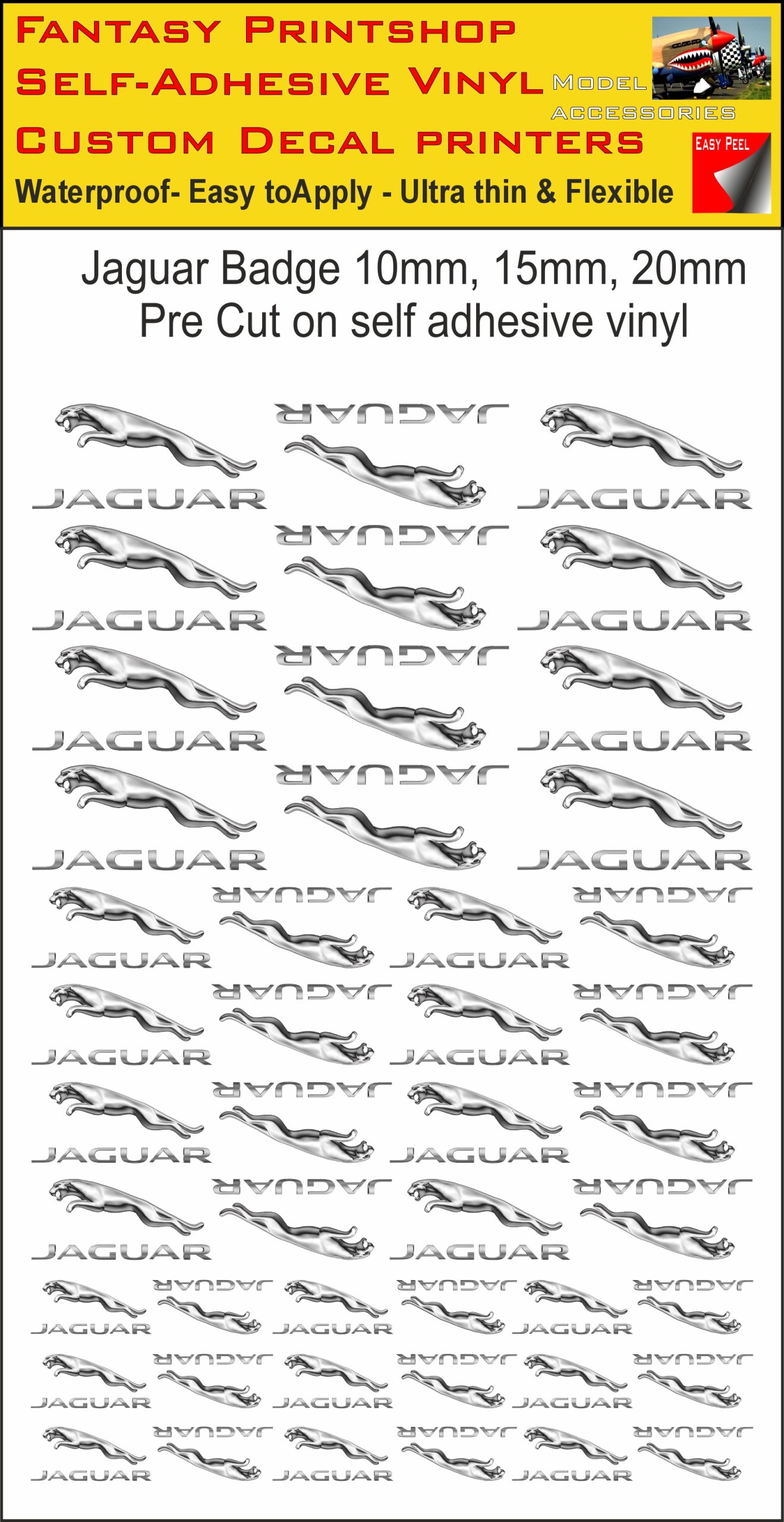 JAGUAR slot car SCALEXTRIC CAR LOGO'S VINYL STICKERS