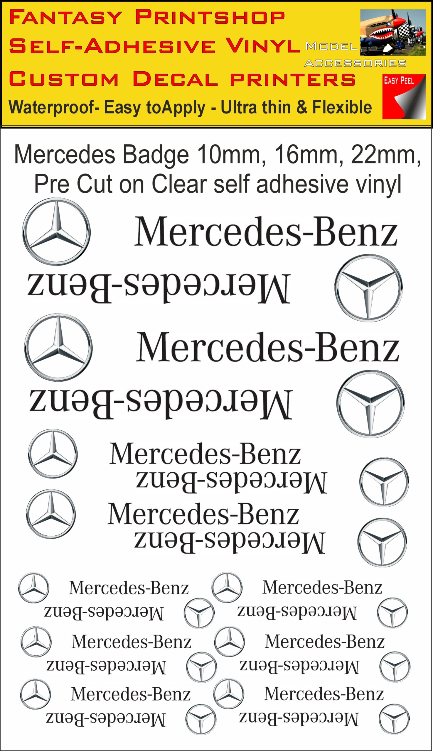 MERCEDES slot car SCALEXTRIC CAR LOGO'S VINYL STICKERS