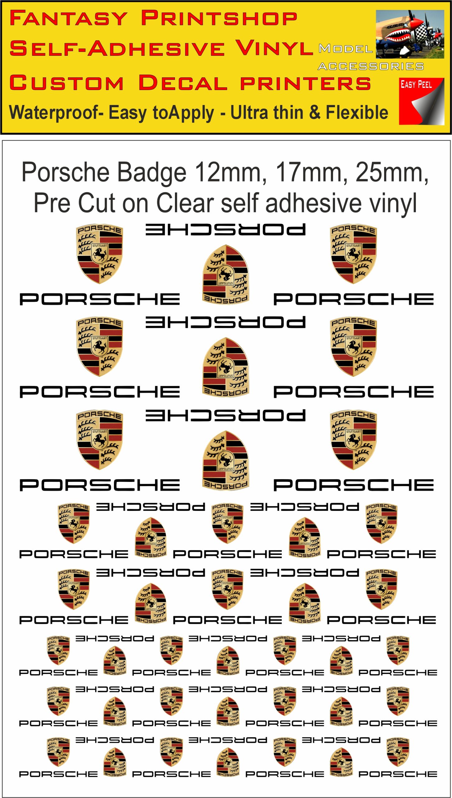 PORSCHE slot car SCALEXTRIC CAR LOGO'S VINYL STICKERS