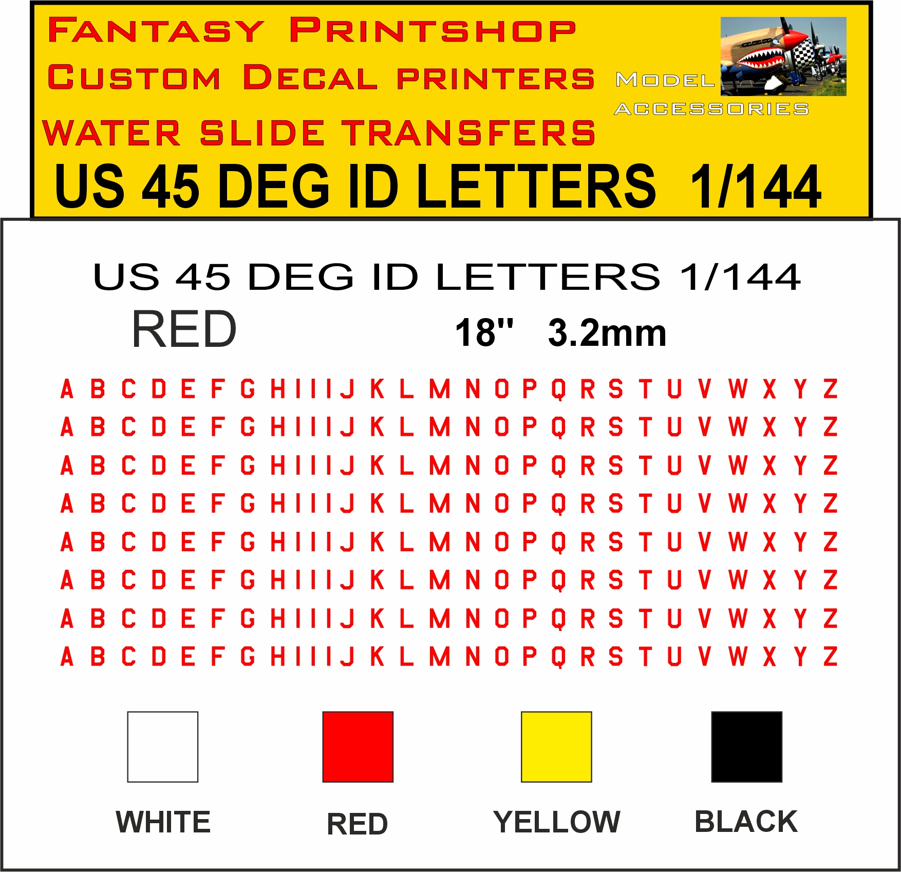 RED 18 INCH U.S 45 DEG LETTERS
