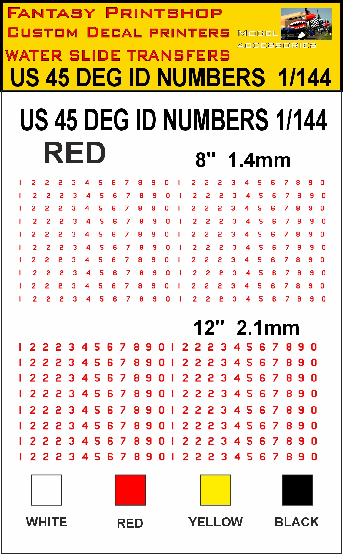 RED 8 - 12 inch US 45 DEG NUMBERS