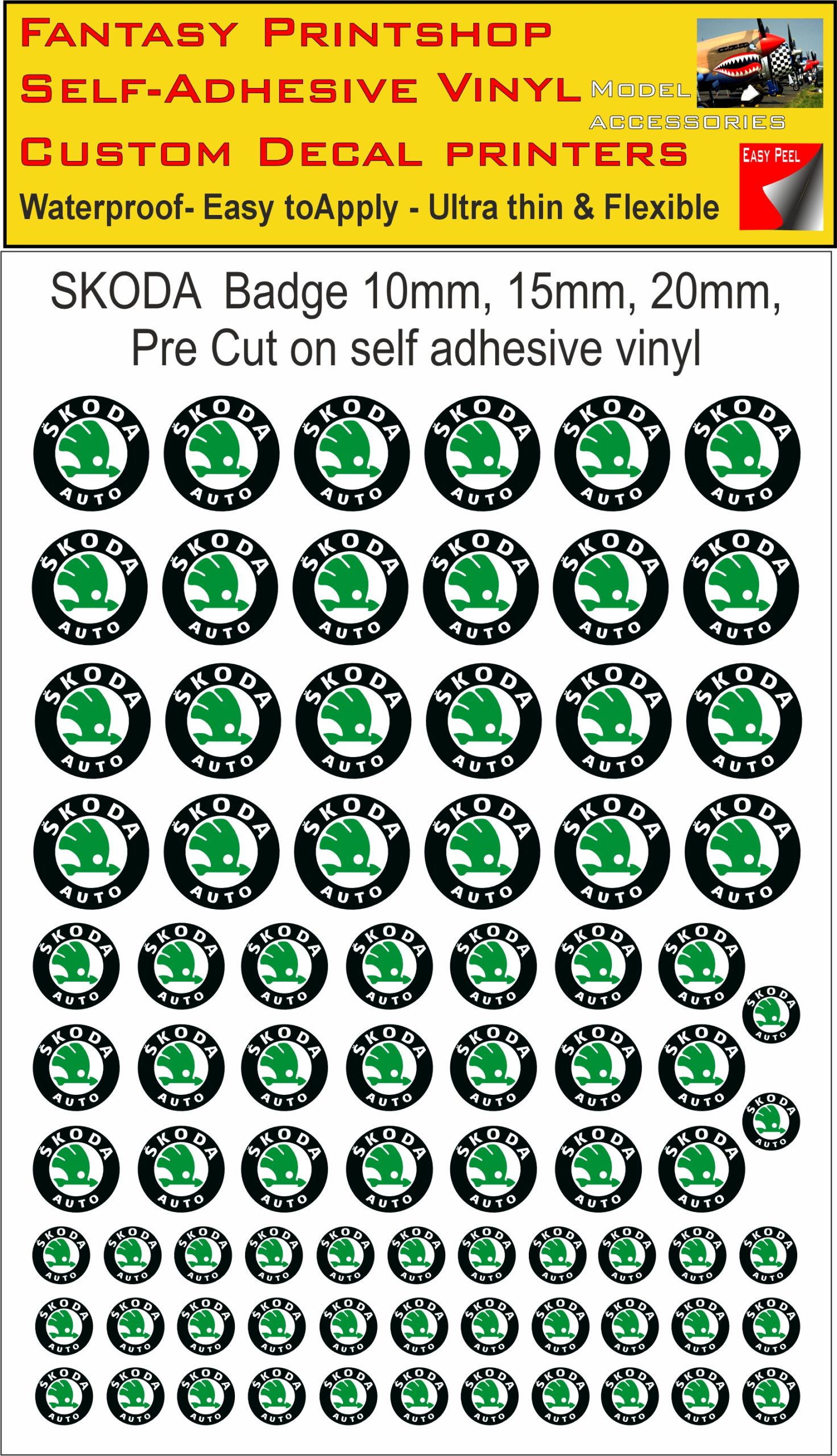 SKODA slot car SCALEXTRIC CAR LOGO'S VINYL STICKERS