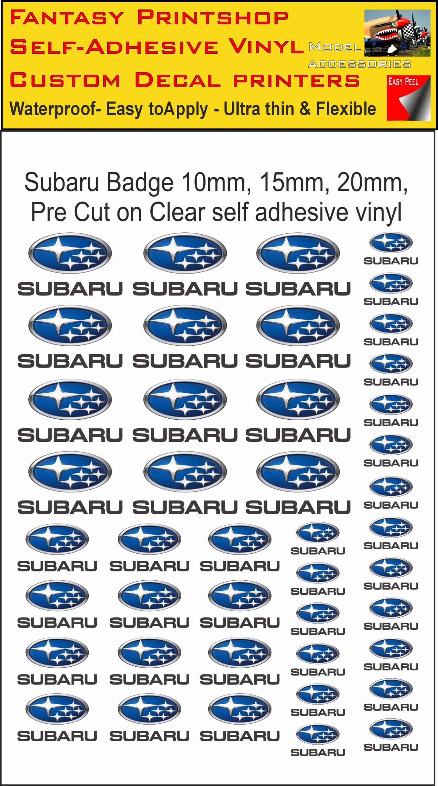SABARU slot car SCALEXTRIC CAR LOGO'S VINYL STICKERS