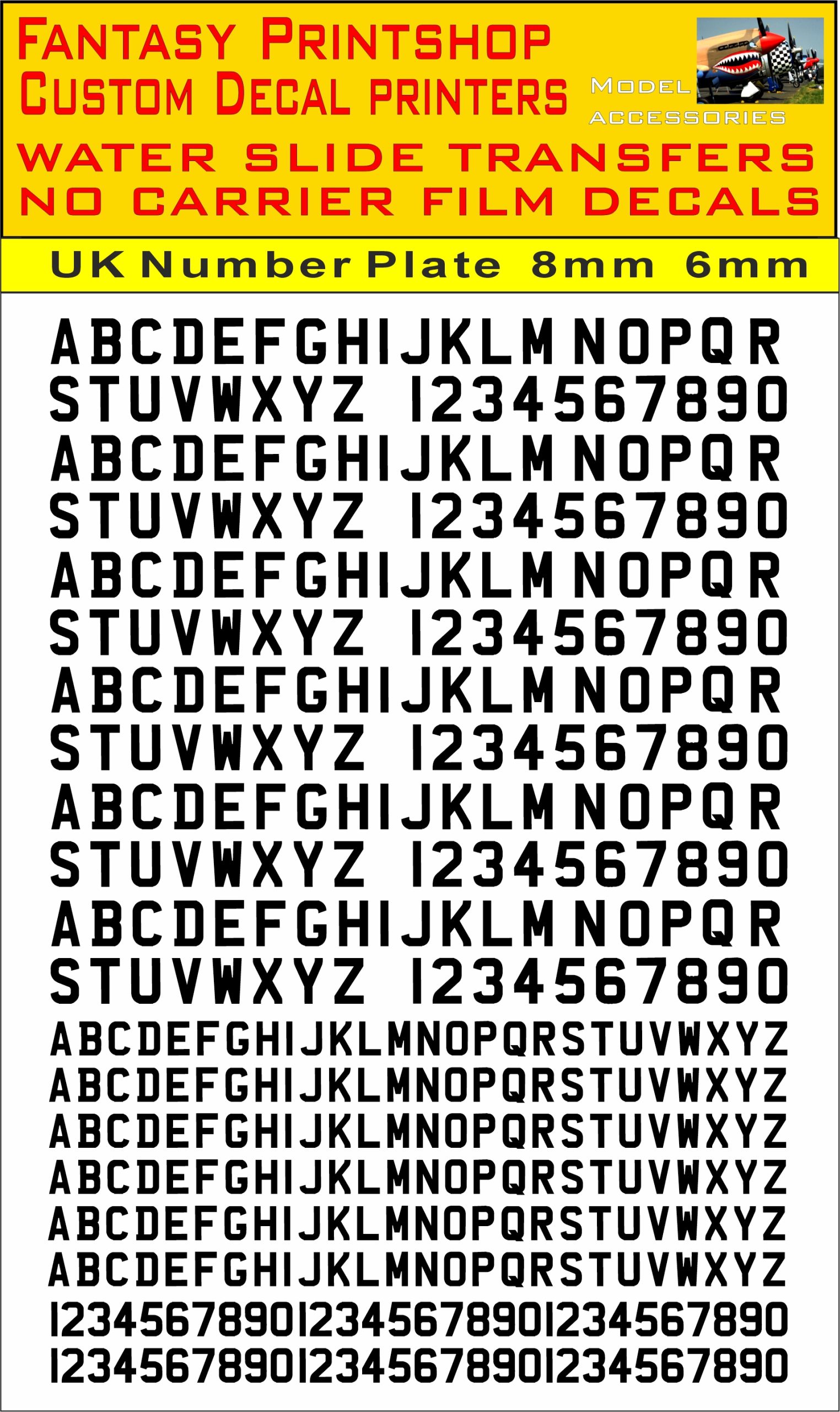 uk number plates 6-8mm black letter numbers water side transfers decals uk number plates 6-8mm black letter numbers water side transfers decals
