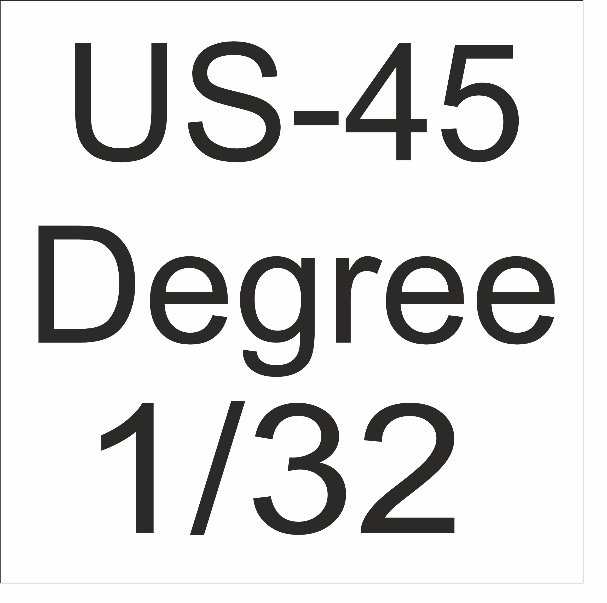 US-45 1/32 Degree letters numbers