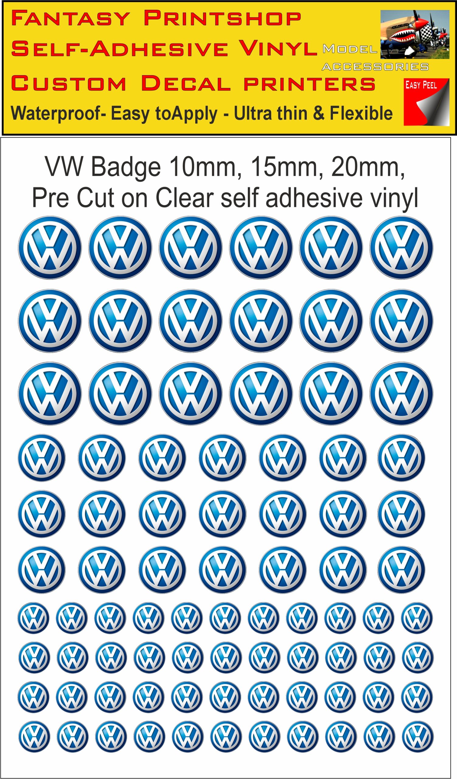 VW slot car SCALEXTRIC CAR LOGO'S VINYL STICKERS