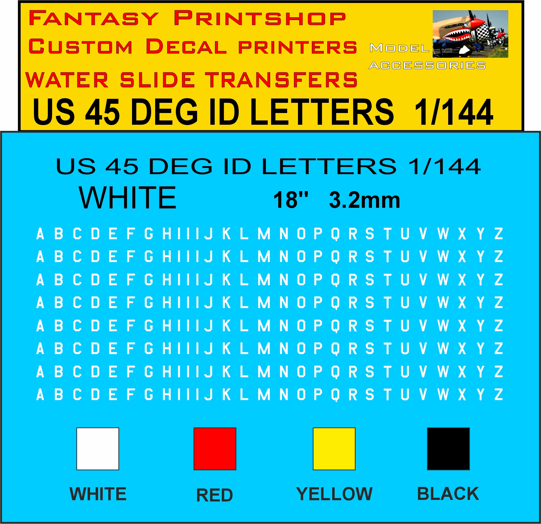 WHITE 18 INCH U.S 45 DEG LETTERS