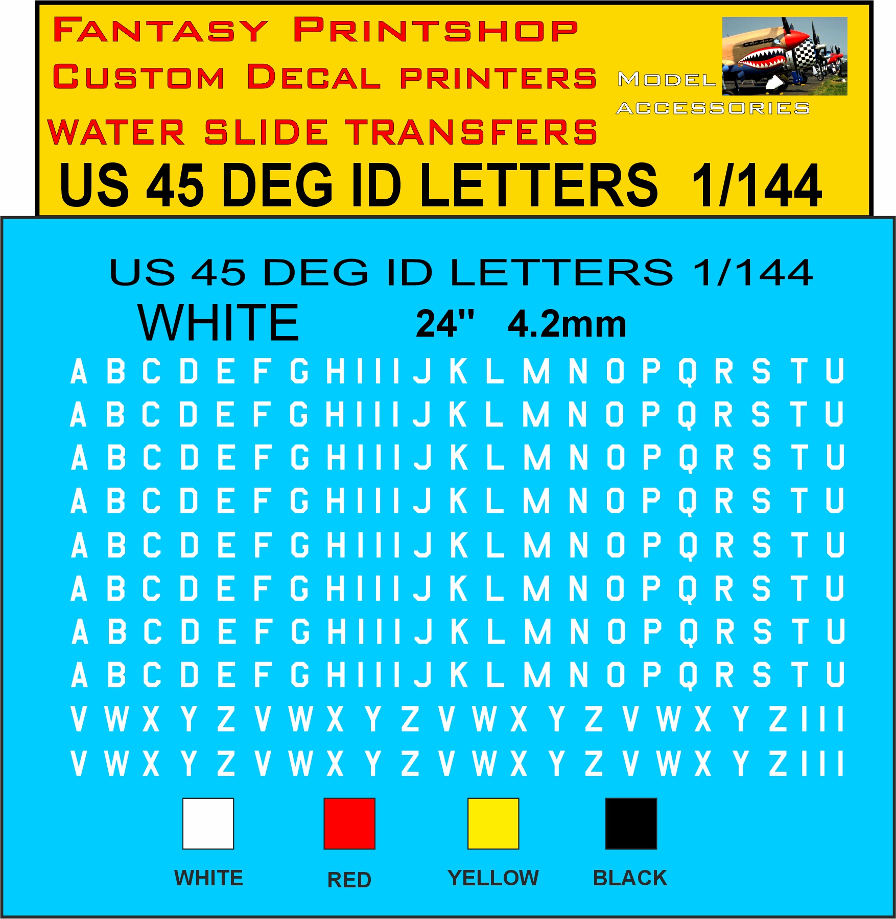 WHITE 24 INCH U.S 45 DEG LETTERS