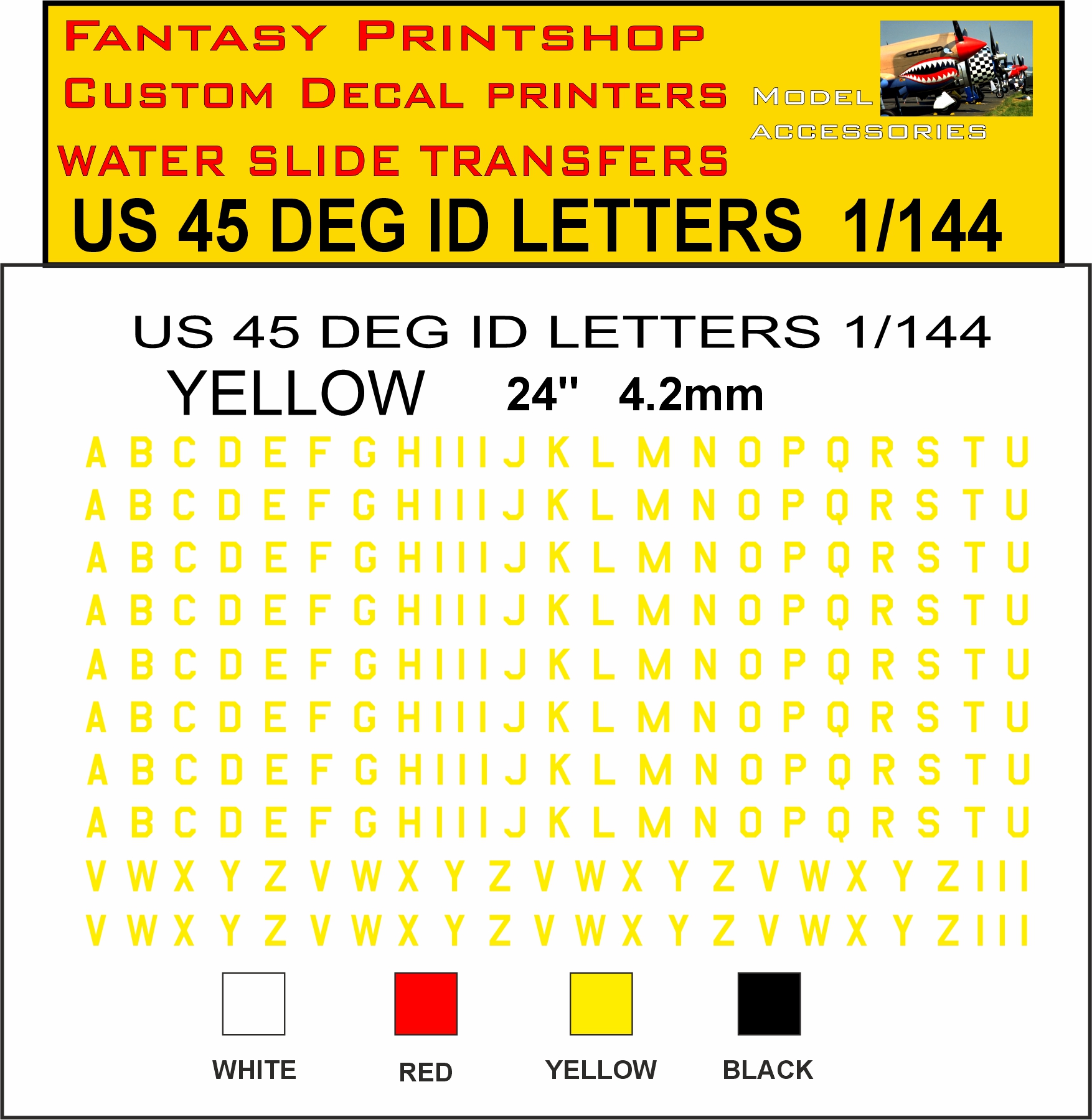 YELLOW 24 INCH U.S 45 DEG LETTERS