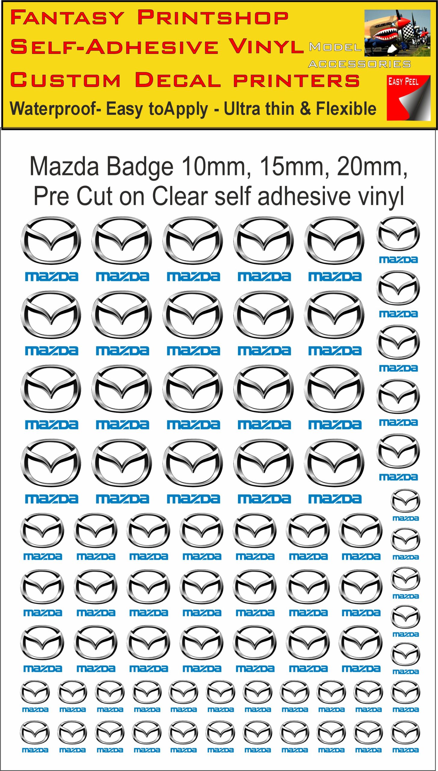 MAZDA slot car SCALEXTRIC CAR LOGO'S VINYL STICKERS