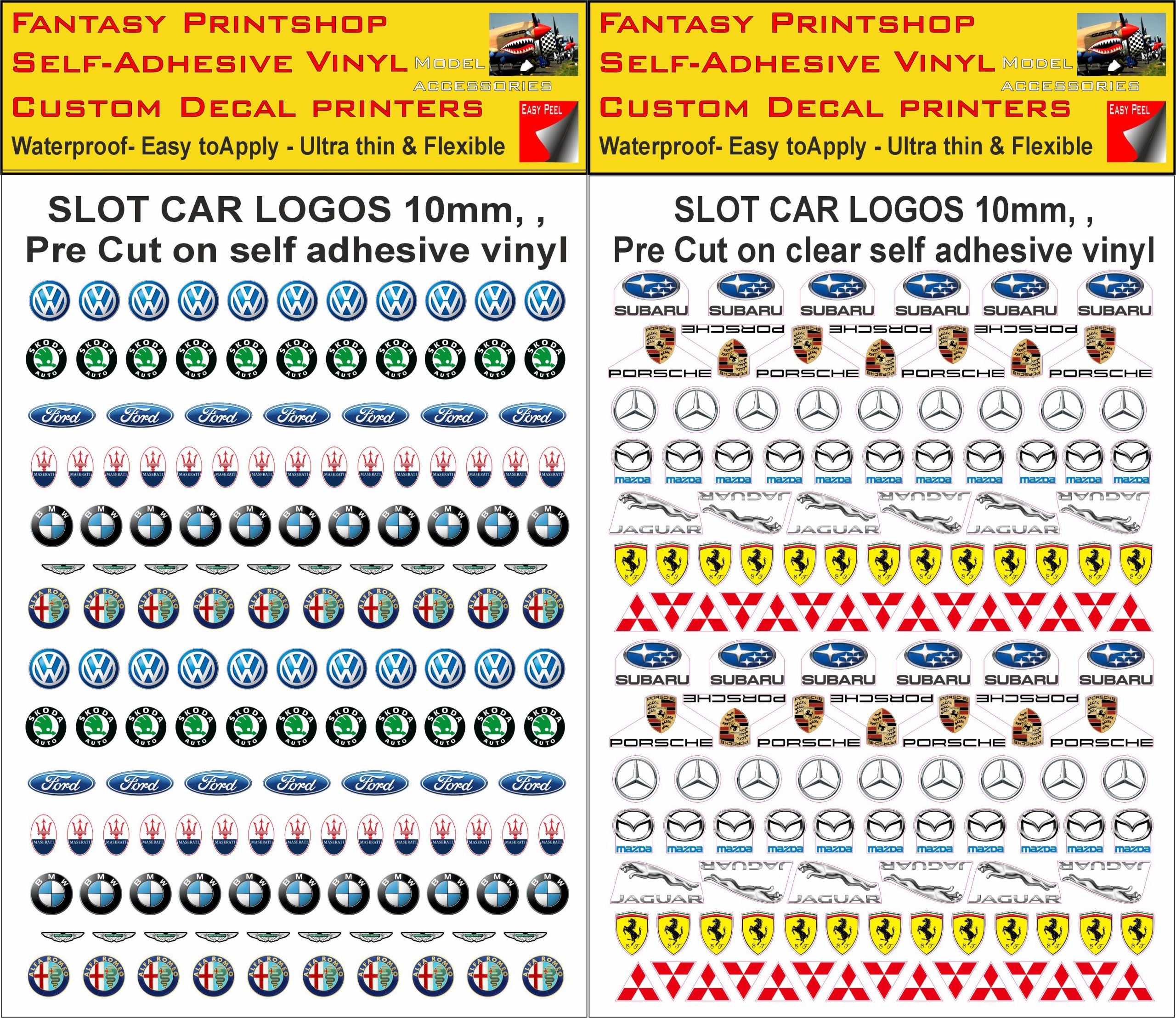 slot car scalextric car logo's 10mm slot car scalextric car logo's 10mm