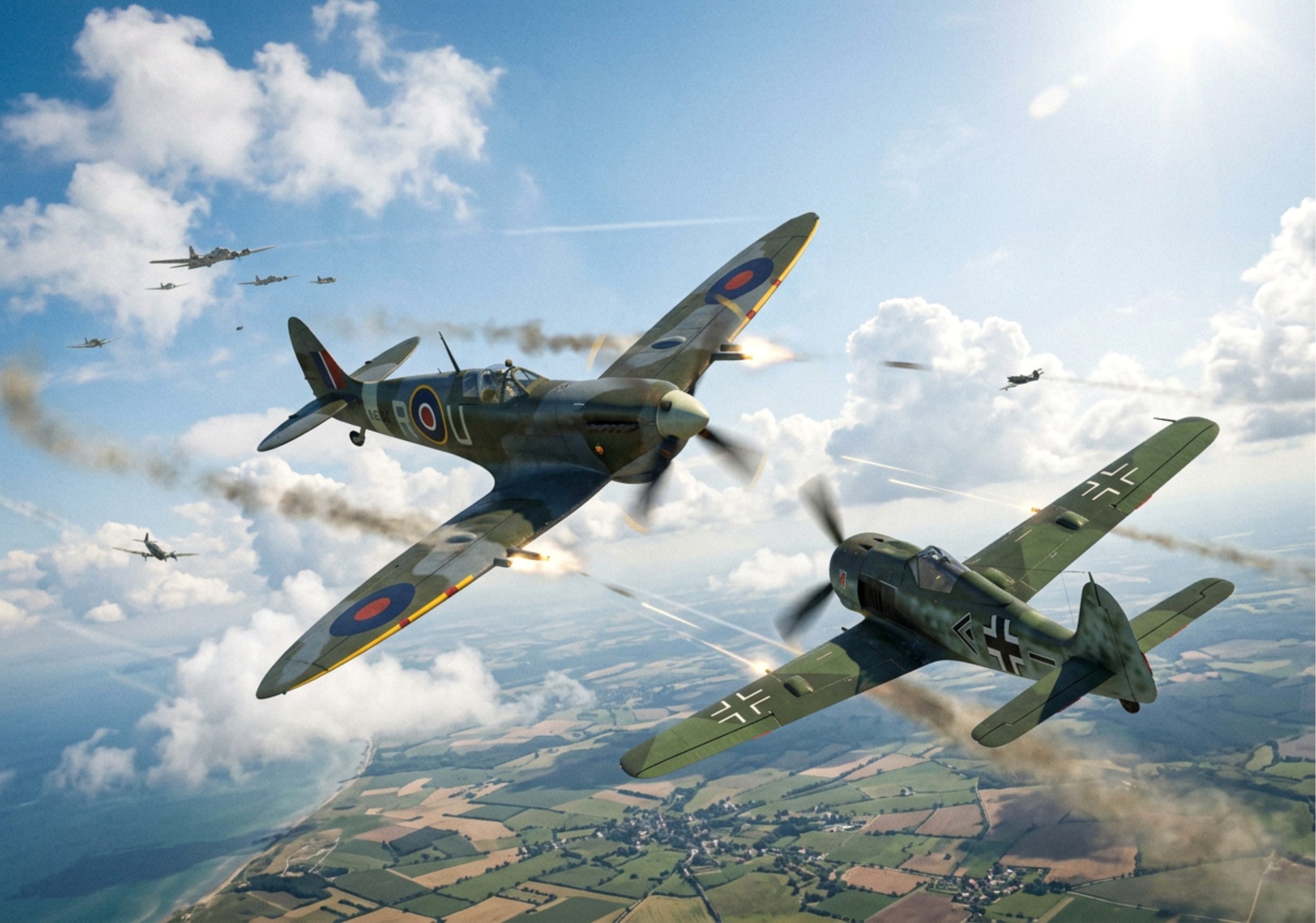 spitfire fighting a focke wolf 190 spitfire fighting a focke wolf 190