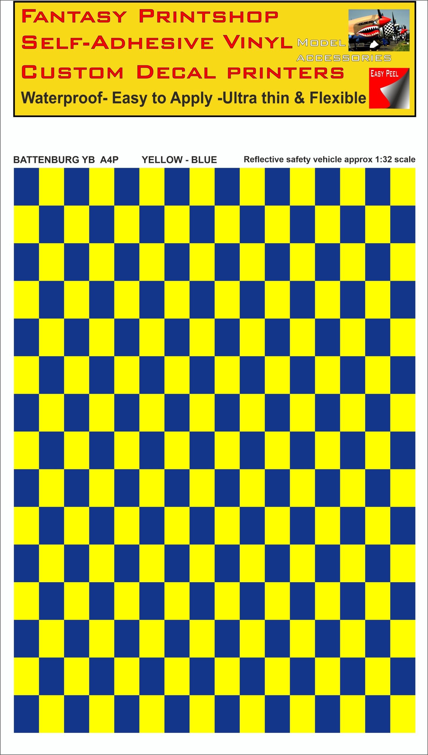 Battenburg YELLOW - BLUE A4 PORTRAIT 1/32 SCALE