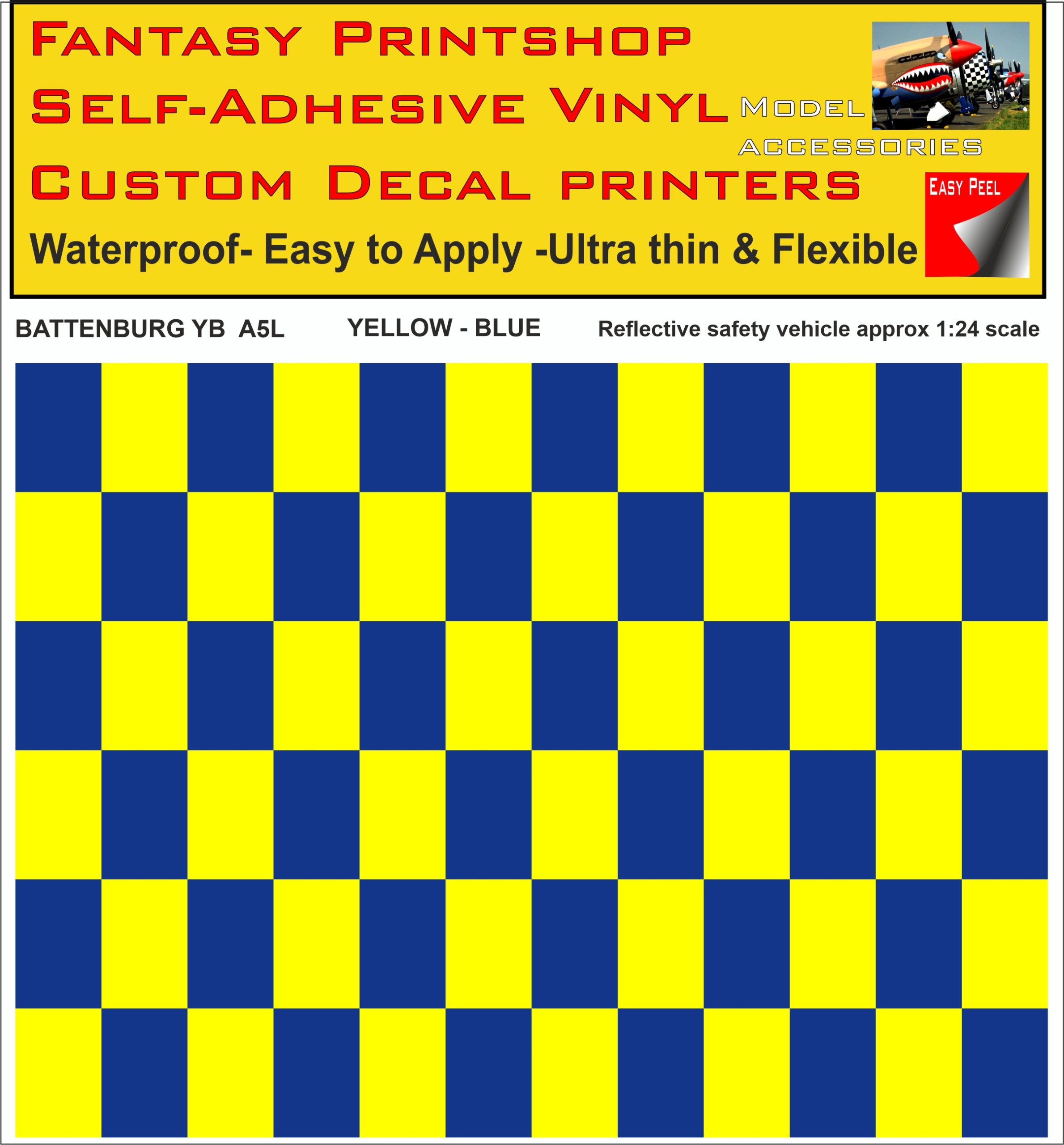 Battenburg YELLOW - BLUE A5 LANDSCAPE 1/24 SCALE